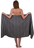 Betz XXL Badetuch - großes Strandtuch - Saunahandtuch aus 100% Baumwolle - Liegetuch - 90x180 cm - Lines - Farbe grau